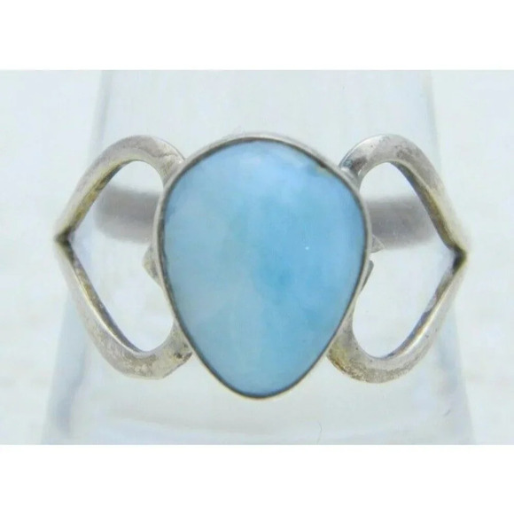 VTG .925 Sterling Silver Larimar Modernist Ring 8.25 - Picture 2 of 8